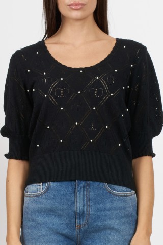 OPENWORK SWEATER WITH BEADS