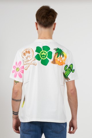 T-shirt mc fiori spalla