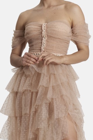 ABITO LUNGO TULLE BUSTIER