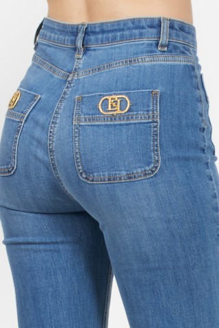 JEANS WITH LOGO PLATE