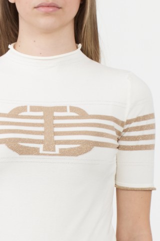 MC logo sweater with lurex stripe