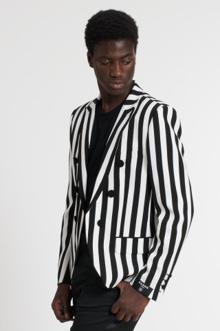 GIACCA  BTN STRIPED CREPE